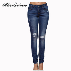 Woman Jeans For Girls Stretch Mid Waist Skinny Jeans