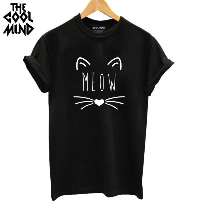 Print Women T-shirt Cat T-Shirt Casual