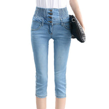 High Waist Jeans Woman Plus Size Denim Jeans with Buttons