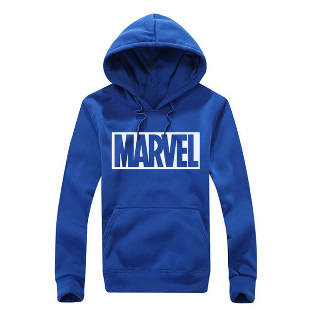 Marvel Letter Print Black Sweatshirt Men Hoodies