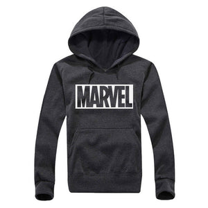 Marvel Letter Print Black Sweatshirt Men Hoodies