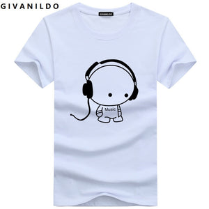 Fashion Printed Cartoon Short Sleeve Music Casual Cotton