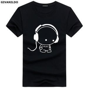 Fashion Printed Cartoon Short Sleeve Music Casual Cotton