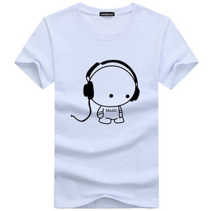 Fashion Printed Cartoon Short Sleeve Music Casual Cotton